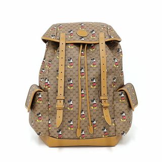 グッチ(Gucci)のGUCCI ディズニー×グッチ ミニGGスプリーム ディズニー ミッキープリント バックパック ブラウン【中古】(バッグパック/リュック)