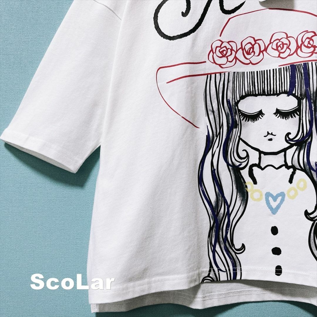 ScoLar(スカラー)の【ScoLar】お洒落スカラーちゃんグラフィック ロングTシャツ タグ付未使用 レディースのトップス(Tシャツ(長袖/七分))の商品写真