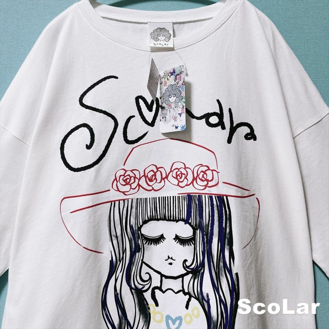 ScoLar(スカラー)の【ScoLar】お洒落スカラーちゃんグラフィック ロングTシャツ タグ付未使用 レディースのトップス(Tシャツ(長袖/七分))の商品写真