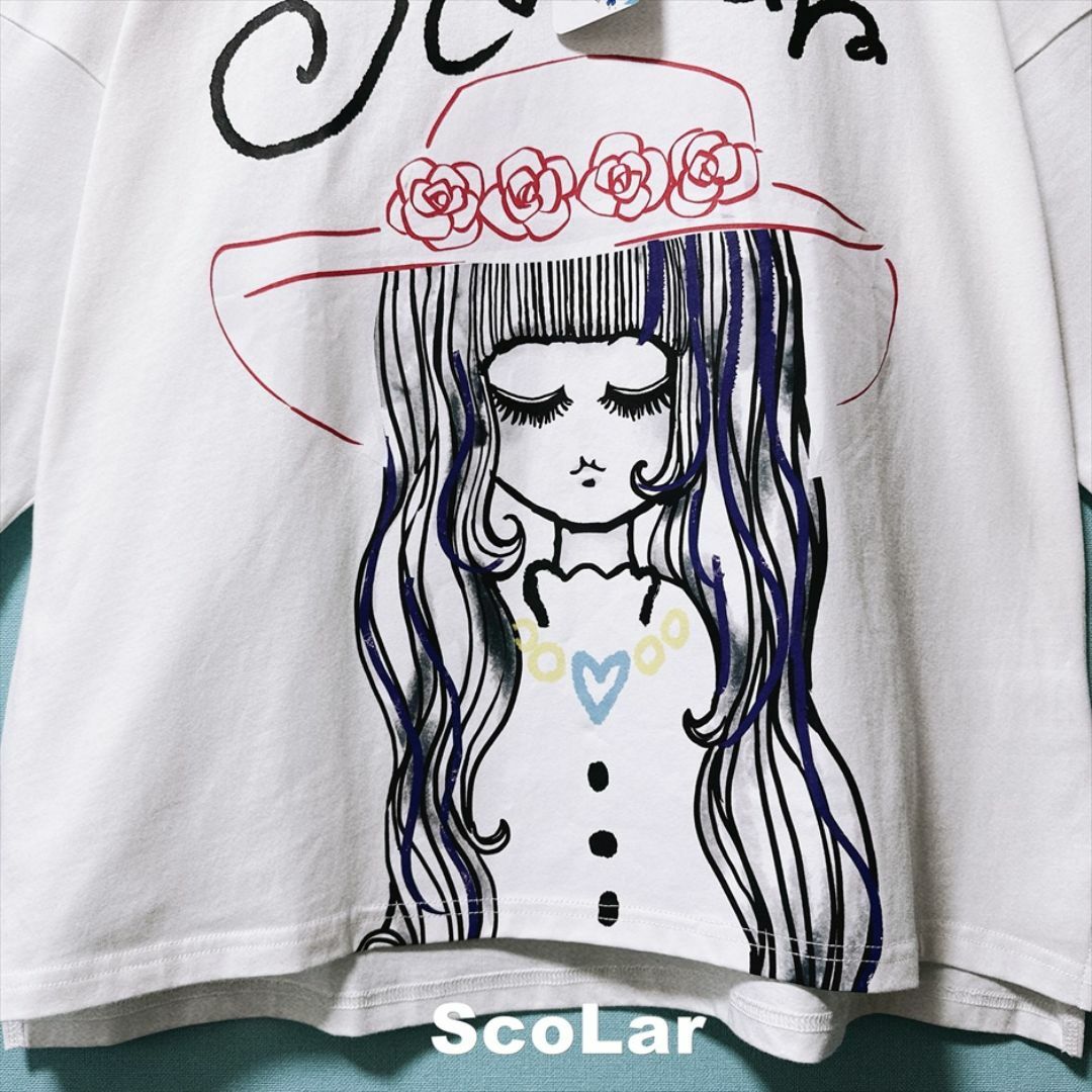 ScoLar(スカラー)の【ScoLar】お洒落スカラーちゃんグラフィック ロングTシャツ タグ付未使用 レディースのトップス(Tシャツ(長袖/七分))の商品写真