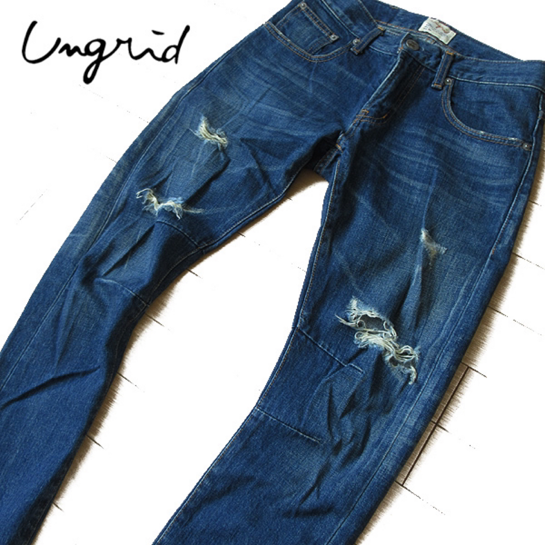 Ungrid(アングリッド)の美品 24インチ ungrid アングリッド ダメージデニム レディースのパンツ(デニム/ジーンズ)の商品写真
