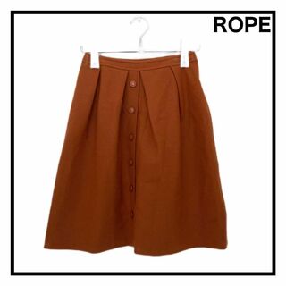 【ROPE】　ロペ　ひざ丈スカート　ウール混　オレンジ　台形　レディース　36