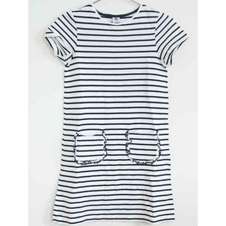 プチバトー(PETIT BATEAU)の【夏物 新入荷!】†プチバトー/PETIT BATEAU†140cm(10ans) 半袖ワンピース/ワンピース 白×紺【中古】子供服 キッズ kids ジュニア 女の子 夏 onepi 624042(ワンピース)