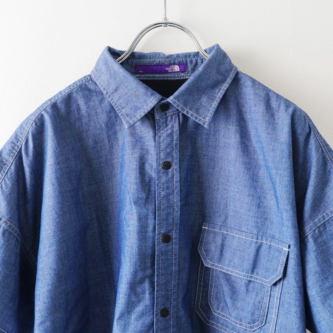 ザノースフェイス パープルレーベル THE NORTH FACE PURPLE LABEL COOLMAX CHAMBRAY H/S SHIRT シャツ WS/ブルー【2400013849289】 レディースのトップス(シャツ/ブラウス(半袖/袖なし))の商品写真