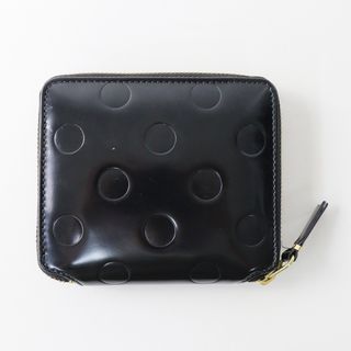 コムデギャルソン(COMME des GARCONS)のコムデギャルソン COMME des GARCONS エナメル ドット ラウンドファスナー 2つ折り財布/ブラック ウォレット ジップ【2400013838429】(財布)