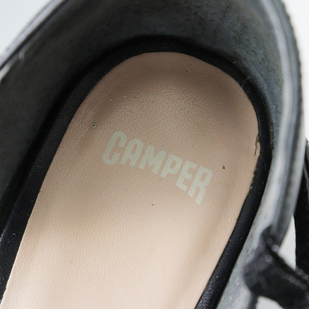 CAMPER(カンペール)のカンペール CAMPER ウェッジソール アンクルストラップ パンプス/ブラック【2400013844079】 レディースの靴/シューズ(ハイヒール/パンプス)の商品写真