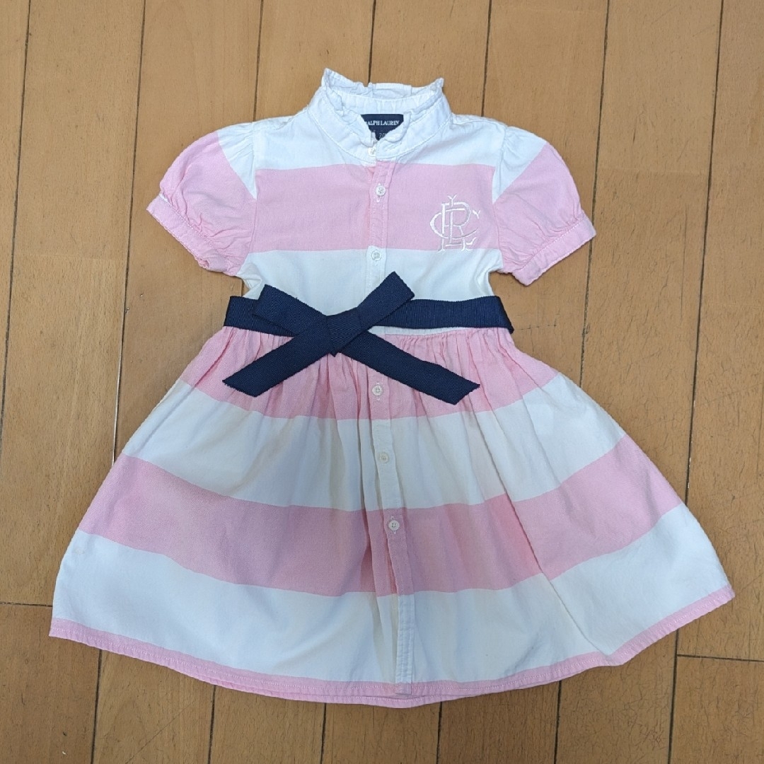 Ralph Lauren(ラルフローレン)のワンピース　リボン　ボーダー　90 キッズ/ベビー/マタニティのキッズ服女の子用(90cm~)(ワンピース)の商品写真