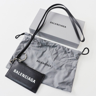Balenciaga - バレンシアガ BALENCIAGA 594548 1IZI3 レザー コイン&カードケース ネックストラップ/ブラック ネックポーチ【2400013834377】