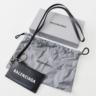 バレンシアガ(Balenciaga)のバレンシアガ BALENCIAGA 594548 1IZI3 レザー コイン&カードケース ネックストラップ/ブラック ネックポーチ【2400013834377】(コインケース)