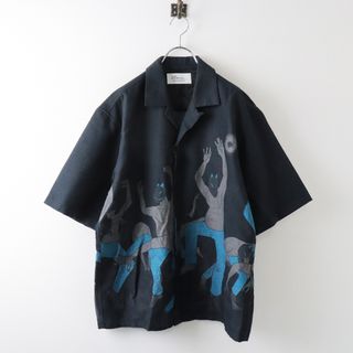 美品 メンズ 2023SSコレクション アズマ Azuma KITSUNE JACQUARD COLLAR SHIRT キツネジャガード シャツ 0/チャコール【2400013840132】(シャツ)