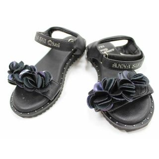 アナスイ(ANNA SUI)の【夏物 新入荷!】▼アナスイミニ/ANNA SUI mini▼19cm サンダル/シューズ/靴  黒×紺系 【中古】 子供 キッズ kids 女の子 夏 shoes 824042(サンダル)