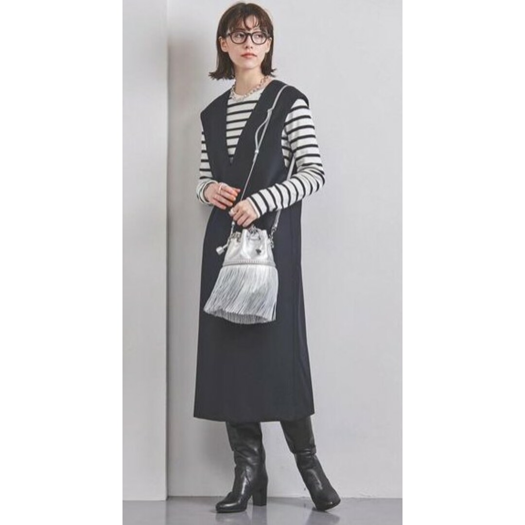 UNITED ARROWS(ユナイテッドアローズ)の美品 ユナイテッドアローズ UNITED ARROWS W/P Iライン ジャンパースカート W 38/ネイビー ワンピース-.【2400013824187】 レディースのワンピース(その他)の商品写真