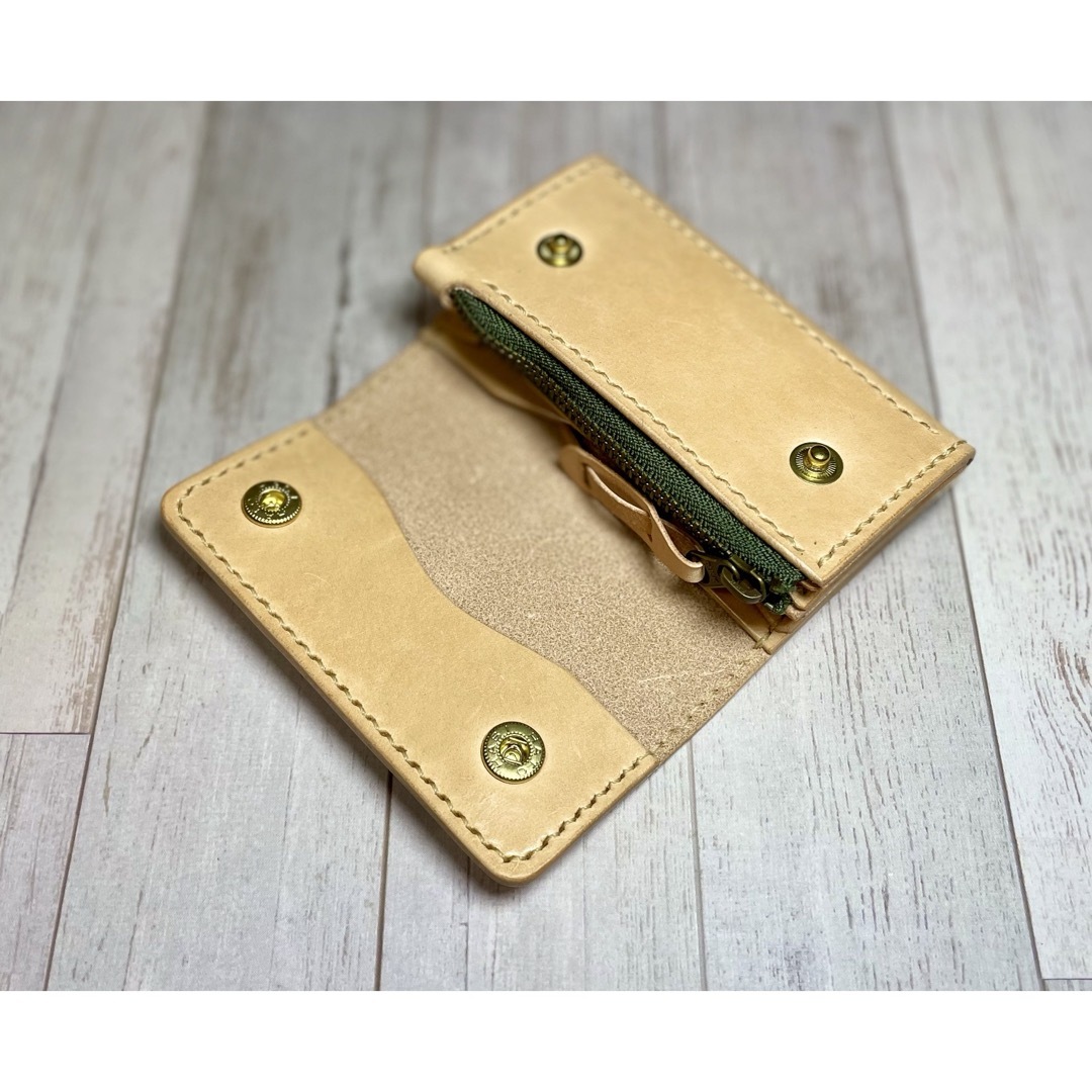 ハンドメイド　姫路ヌメ革のファスナー小型財布　4-25 メンズのファッション小物(折り財布)の商品写真