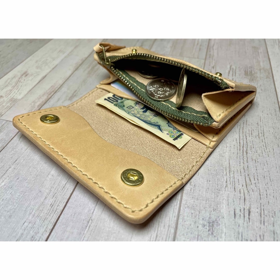 ハンドメイド　姫路ヌメ革のファスナー小型財布　4-25 メンズのファッション小物(折り財布)の商品写真