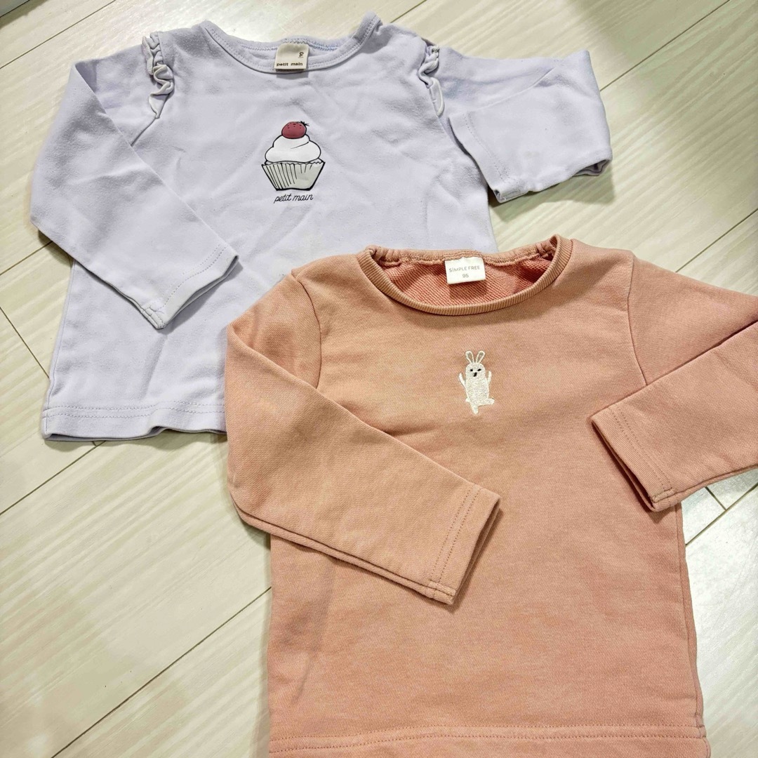 petit main(プティマイン)の長袖トップス 2枚セット 90〜95サイズ キッズ/ベビー/マタニティのキッズ服女の子用(90cm~)(Tシャツ/カットソー)の商品写真