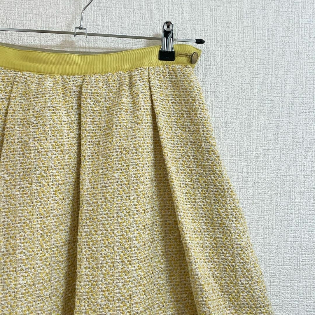MACKINTOSH PHILOSOPHY(マッキントッシュフィロソフィー)のマッキントッシュフィロソフィー　スカート　ツイード　プリーツ　春　黄色　美品 レディースのスカート(ひざ丈スカート)の商品写真