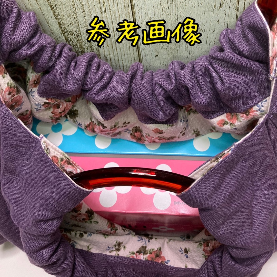 リングハンドルバッグ☆リバーシブル　グレー系桜柄　ハンドメイド　グラニーバッグ　 ハンドメイドのファッション小物(バッグ)の商品写真