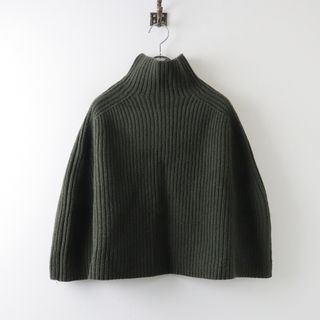 SACRA - 定価2.9万 サクラ SACRA EX.FINE LAMBWOOL ニットポンチョ 38/カーキ トップス【2400013849876】