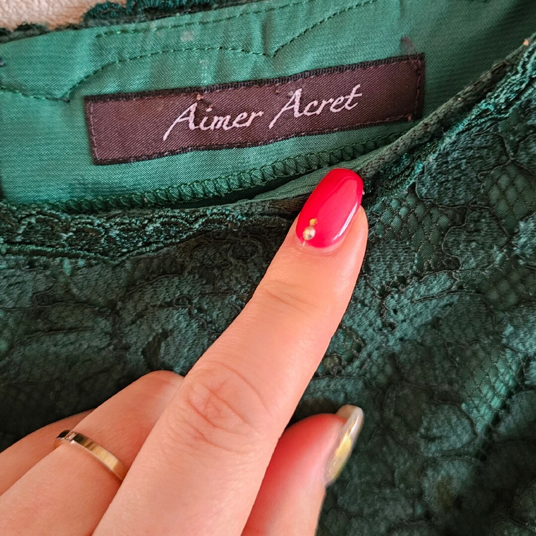 AimerAcret　パーティードレス　グリーン　緑 レディースのフォーマル/ドレス(ミディアムドレス)の商品写真
