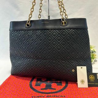 トリーバーチ(Tory Burch)の【美品】トリーバーチ キルティング トートバッグ 黒 レザー チェーン A4可(トートバッグ)