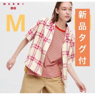 ユニクロ(UNIQLO)の【新品未使用タグ付！！】ユニクロ　マルニ　オーバーサイズオープンカラーシャツ(シャツ/ブラウス(半袖/袖なし))