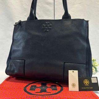 トリーバーチ(Tory Burch)の【美品】トリーバーチ エラ トートバッグ ネイビー レザー×キャンバス A4可(トートバッグ)