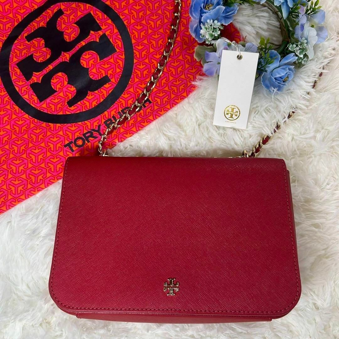 Tory Burch(トリーバーチ)の【極美品】トリーバーチ エマーソン ショルダーバッグ 赤 レザー 肩掛けチェーン レディースのバッグ(ショルダーバッグ)の商品写真