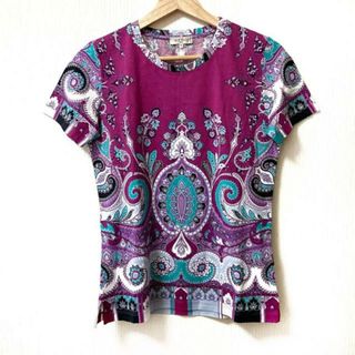 エトロ(ETRO)のETRO(エトロ) 半袖カットソー サイズ42 M レディース - パープル×ブルーグリーン×マルチ クルーネック/ペイズリー柄(カットソー(半袖/袖なし))