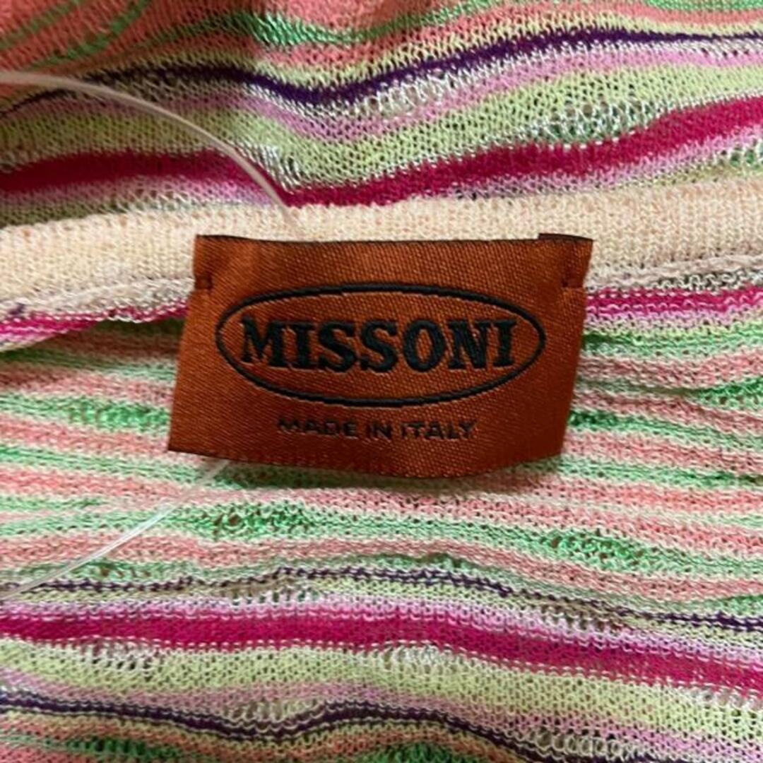 MISSONI(ミッソーニ)のMISSONI(ミッソーニ) 半袖カットソー サイズ44 L レディース - ライトピンク×ピンク×マルチ クルーネック/ニット/ボーダー レディースのトップス(カットソー(半袖/袖なし))の商品写真