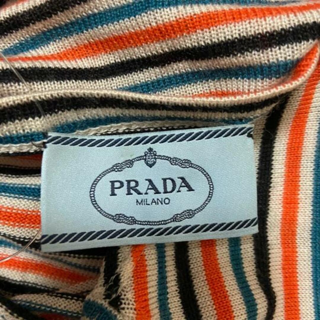 PRADA(プラダ)のPRADA(プラダ) 長袖カットソー サイズ36 S レディース - オレンジ×黒×マルチ クルーネック/ニット/ボーダー レディースのトップス(カットソー(長袖/七分))の商品写真