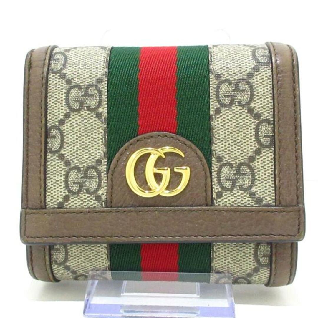 Gucci(グッチ)のGUCCI(グッチ) 2つ折り財布 オフィディア 598662 ベージュ×ブラウン×マルチ PVC(塩化ビニール)×レザー×コットン レディースのファッション小物(財布)の商品写真