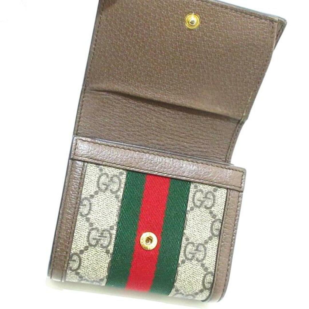 Gucci(グッチ)のGUCCI(グッチ) 2つ折り財布 オフィディア 598662 ベージュ×ブラウン×マルチ PVC(塩化ビニール)×レザー×コットン レディースのファッション小物(財布)の商品写真