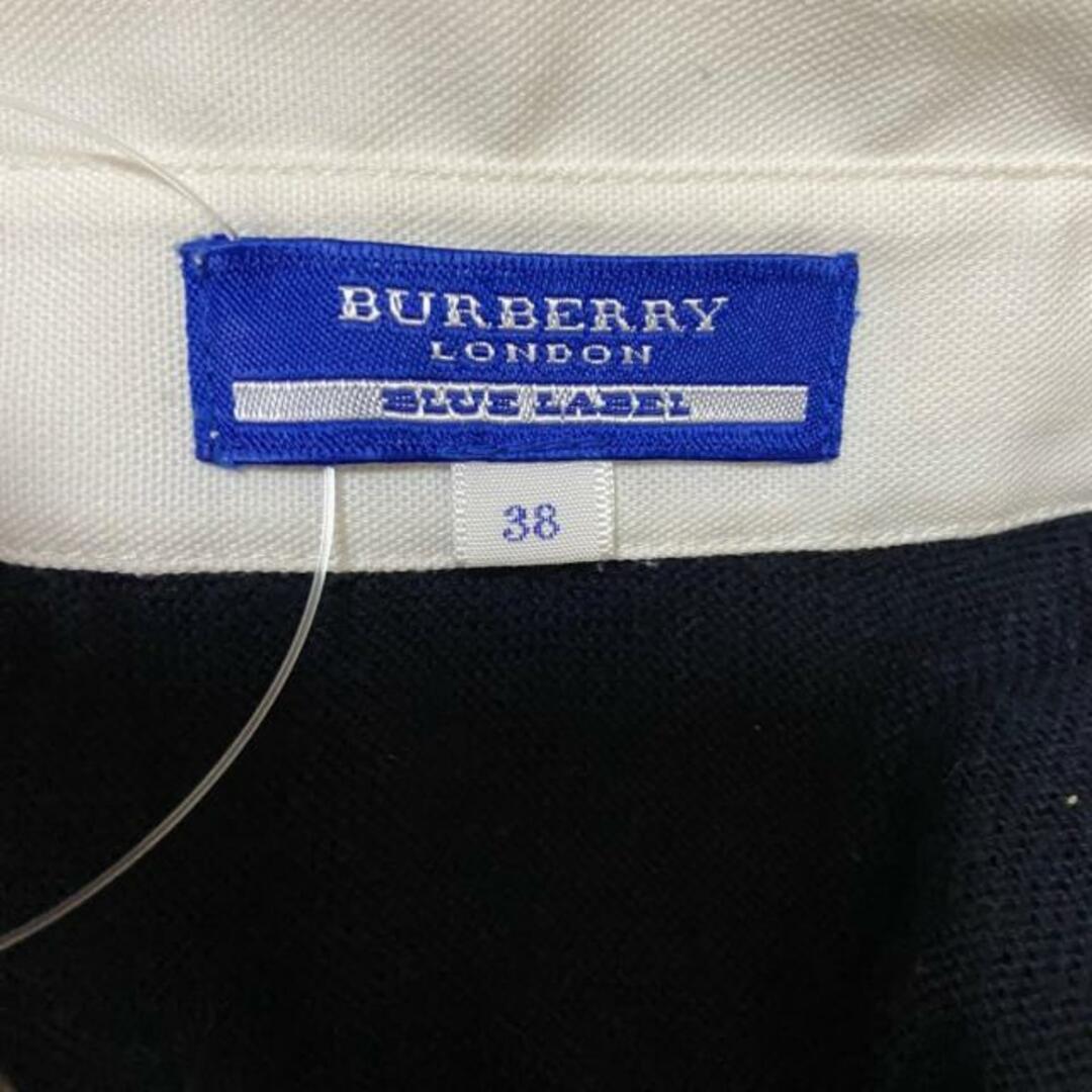 BURBERRY BLUE LABEL(バーバリーブルーレーベル)のBurberry Blue Label(バーバリーブルーレーベル) 半袖カットソー サイズ38 M レディース - 黒×白 レギュラーカラー/ニット レディースのトップス(カットソー(半袖/袖なし))の商品写真