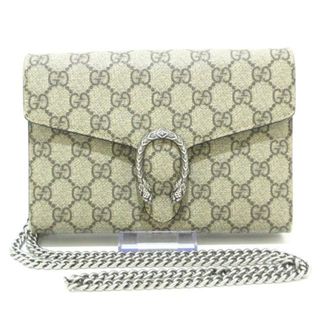 グッチ(Gucci)のGUCCI(グッチ) 財布美品  ディオニュソス/GGスプリーム 401231 ベージュ×ダークブラウン チェーンウォレット PVC(塩化ビニール)(財布)