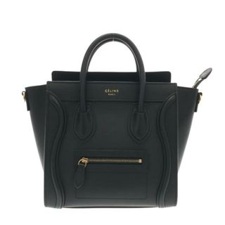 セリーヌ(celine)のCELINE(セリーヌ) ハンドバッグ ラゲージナノショッパー 黒 スムースカーフスキン(ハンドバッグ)