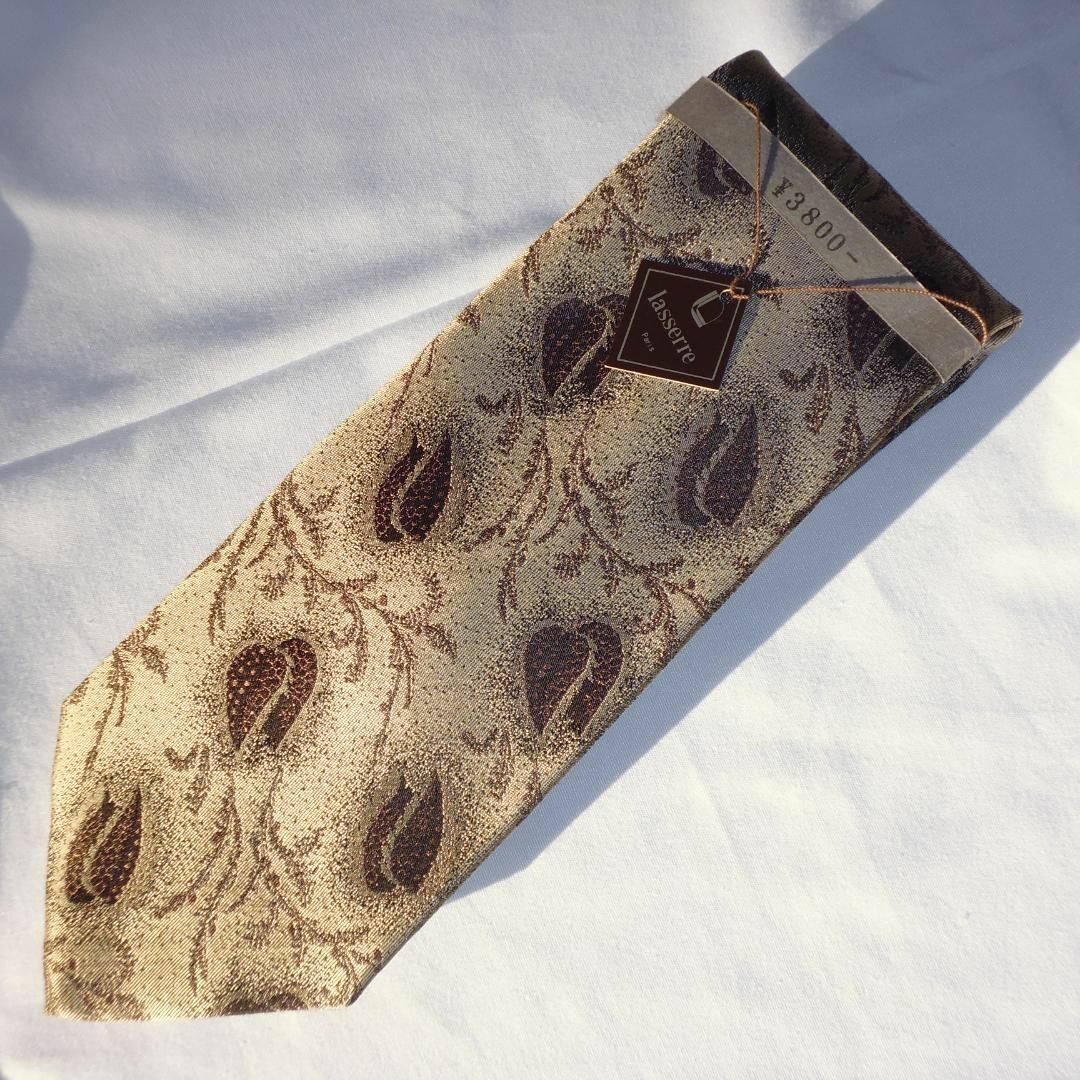 シルク 総柄 ネクタイ 茶系 ボタニカル ベージュ 　217 メンズのファッション小物(ネクタイ)の商品写真