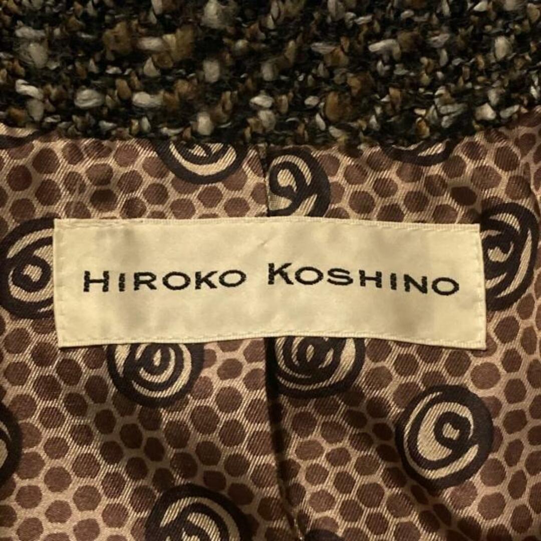 HIROKO KOSHINO(ヒロココシノ)のHIROKO KOSHINO(ヒロココシノ) コート サイズ40 M レディース - ブラウン×黒×アイボリー 長袖/ツイード/冬 レディースのジャケット/アウター(その他)の商品写真