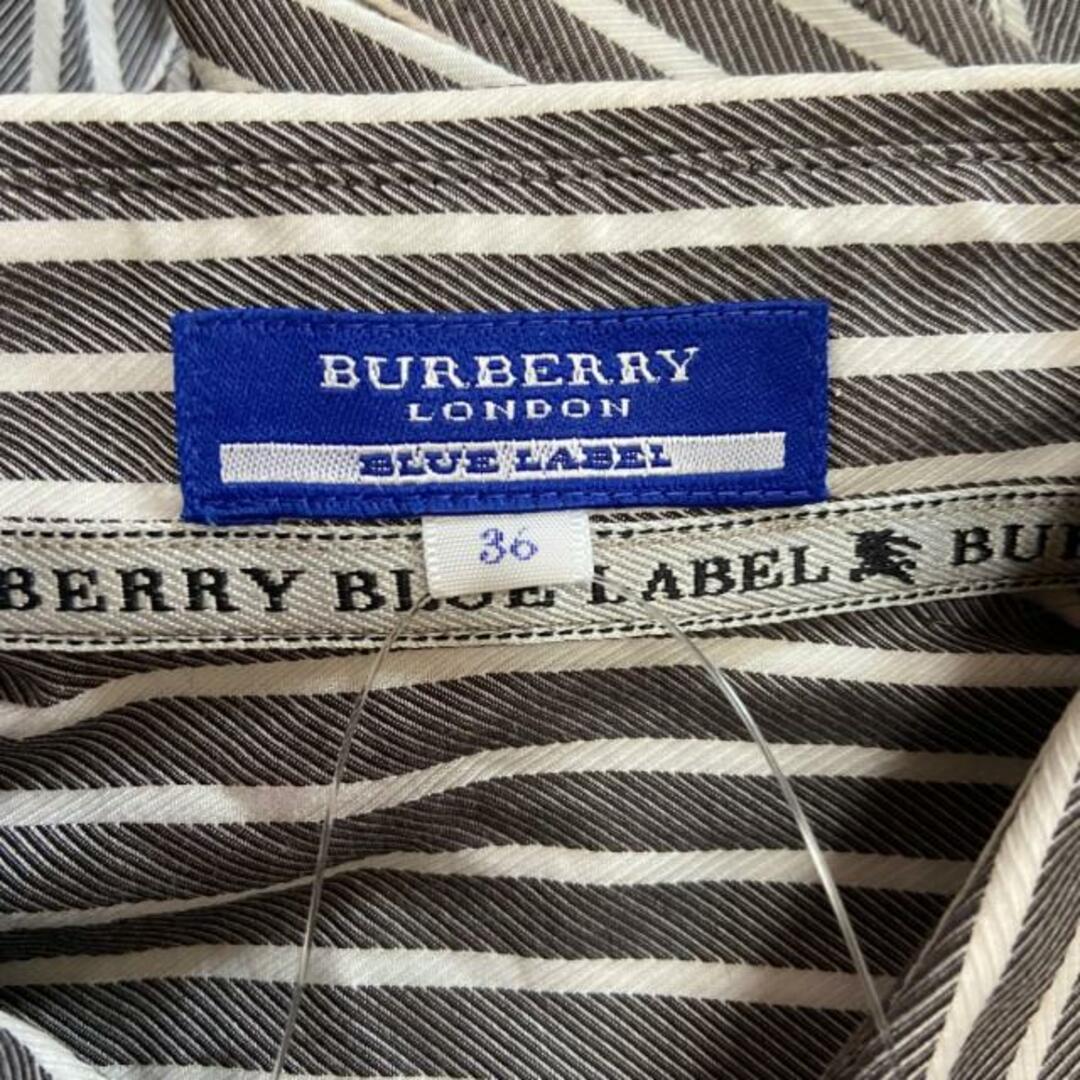 BURBERRY BLUE LABEL(バーバリーブルーレーベル)のBurberry Blue Label(バーバリーブルーレーベル) 半袖シャツブラウス サイズ36 S レディース - ダークグレー×白 ストライプ レディースのトップス(シャツ/ブラウス(半袖/袖なし))の商品写真