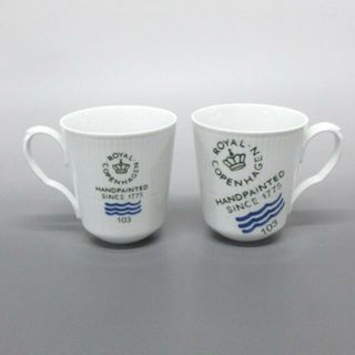 ROYAL COPENHAGEN - ROYAL COPENHAGEN(ロイヤルコペンハーゲン) 食器新品同様  - 白×グリーン×ブルー マグカップ×2点 陶器