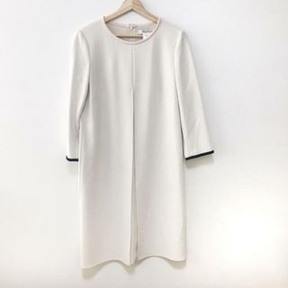 Max Mara - Max Mara(マックスマーラ) ワンピース サイズ42 M レディース - アイボリー×黒×ライトピンク クルーネック/長袖/ひざ丈