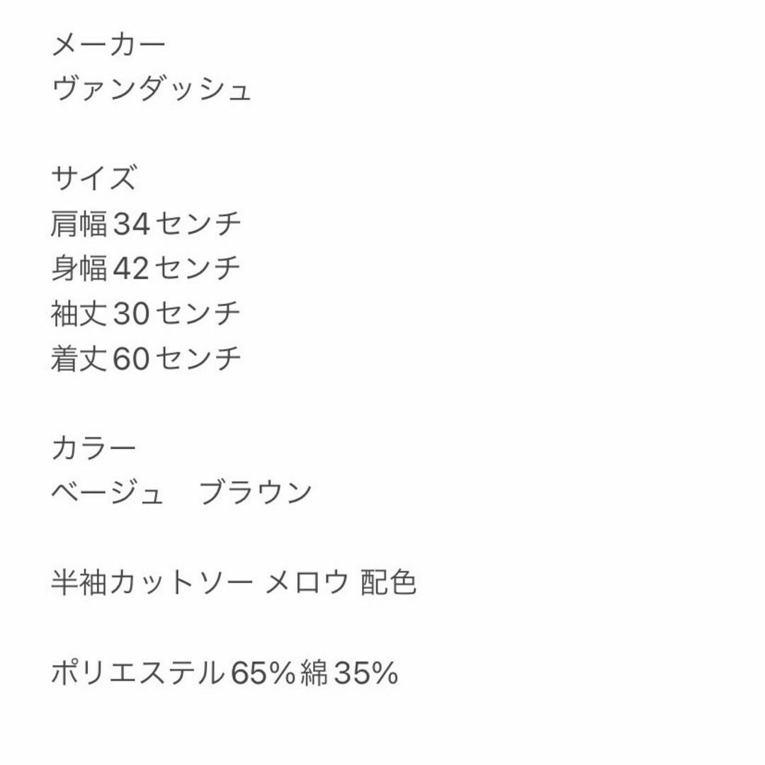 vandash　半袖カットソー　M　ベージュ　ブラウン　メロウ　配色　ポリ　綿 レディースのトップス(カットソー(半袖/袖なし))の商品写真