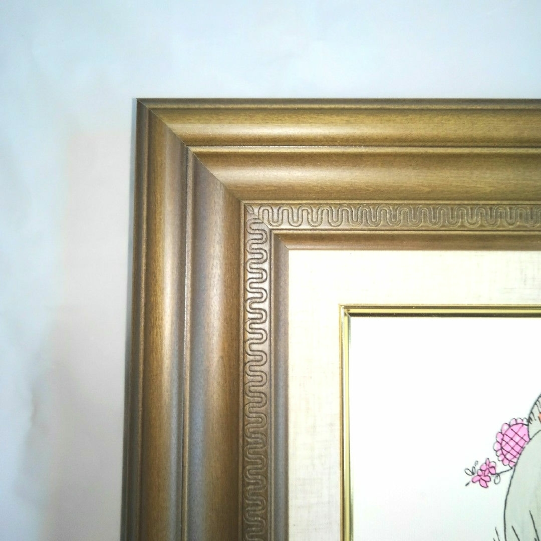 水森亜土　油彩画　肉筆保証　肉筆サイン　F3サイズ　額装済み　模写 エンタメ/ホビーの美術品/アンティーク(絵画/タペストリー)の商品写真