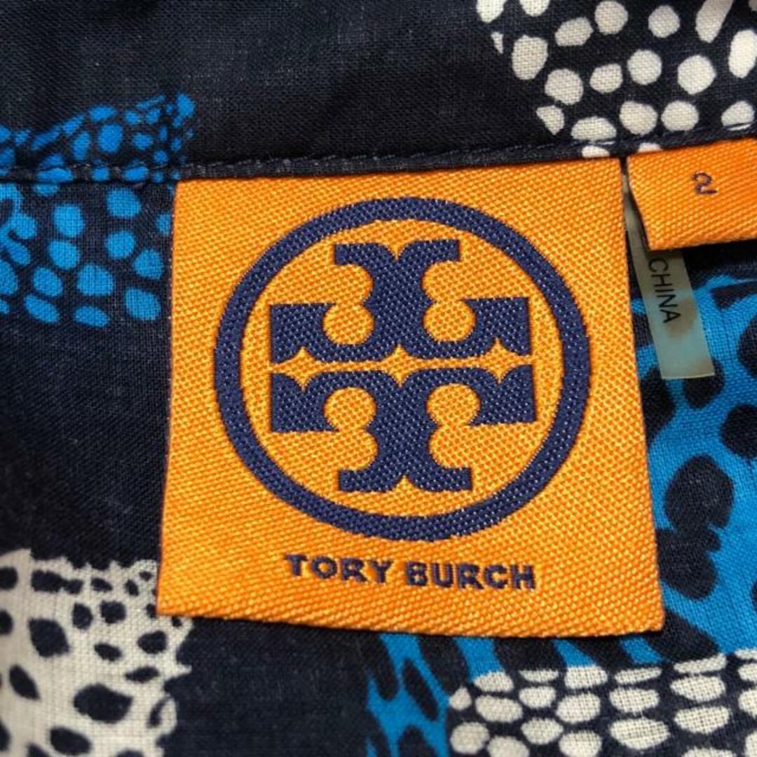 Tory Burch(トリーバーチ)のTORY BURCH(トリーバーチ) ワンピース サイズ2 S レディース - アイボリー×ダークネイビー×ブルー 開襟/長袖/ひざ丈 レディースのワンピース(その他)の商品写真