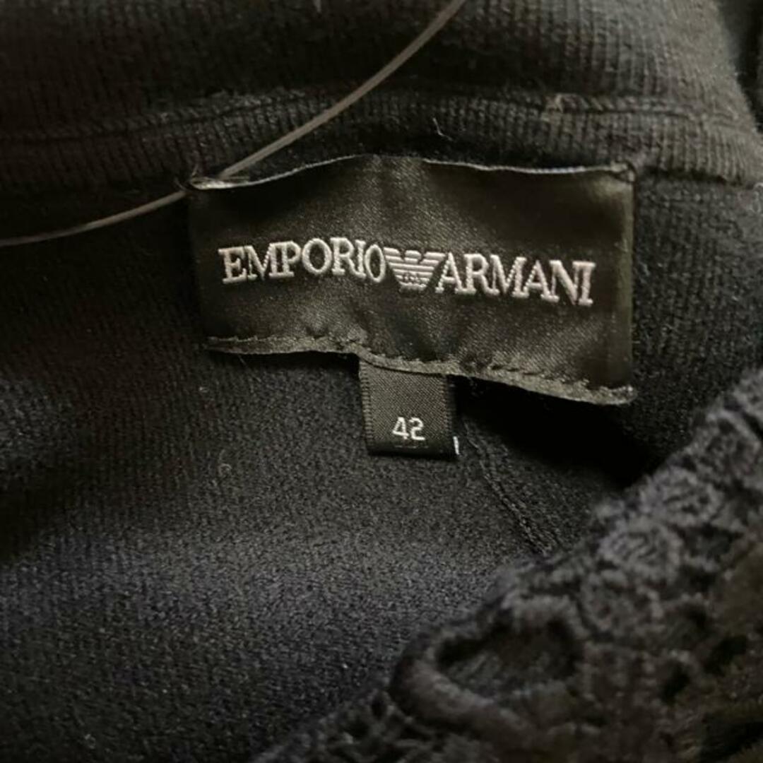 Emporio Armani(エンポリオアルマーニ)のEMPORIOARMANI(エンポリオアルマーニ) カーディガン サイズ42 M レディース - 黒 半袖/パンチングレース レディースのトップス(カーディガン)の商品写真