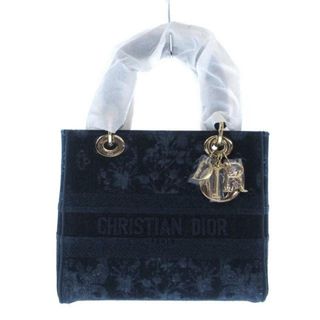 クリスチャンディオール(Christian Dior)のDIOR/ChristianDior(ディオール/クリスチャンディオール) ハンドバッグ美品  レディディーライトミディアムバッグ ダークネイビー 花柄 デニム(ハンドバッグ)