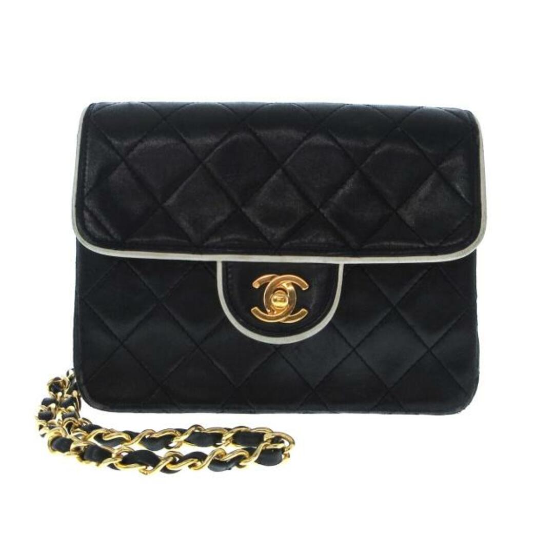 CHANEL(シャネル)のCHANEL(シャネル) ショルダーバッグ レディース ミニマトラッセ 黒×白 チェーンショルダー/ゴールド金具/バイカラー ラムスキン レディースのバッグ(ショルダーバッグ)の商品写真