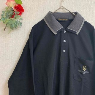 ジャンニバレンチノ(GIANNI VALENTINO)の長袖ポロシャツ　ワンポイント　長袖　ＸＬサイズ(ポロシャツ)