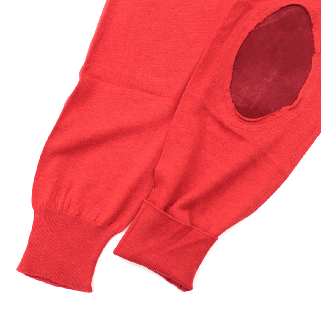MM6(エムエムシックス)の【美品】メゾンマルジェラ 2019年製 スウェード エルボーパッチ ニット セーター メンズ サイズ XL 赤 レッド Maison Margiela メンズのトップス(ニット/セーター)の商品写真