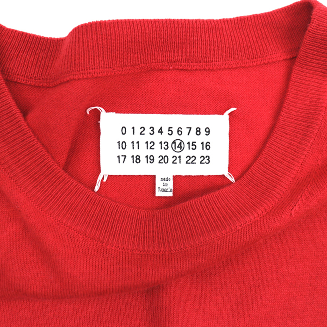 MM6(エムエムシックス)の【美品】メゾンマルジェラ 2019年製 スウェード エルボーパッチ ニット セーター メンズ サイズ XL 赤 レッド Maison Margiela メンズのトップス(ニット/セーター)の商品写真