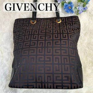 ジバンシィ(GIVENCHY)の【極美品】ジバンシー トートバッグ 茶 レザー 手提げ ロゴ ハンドバッグ 総柄(トートバッグ)